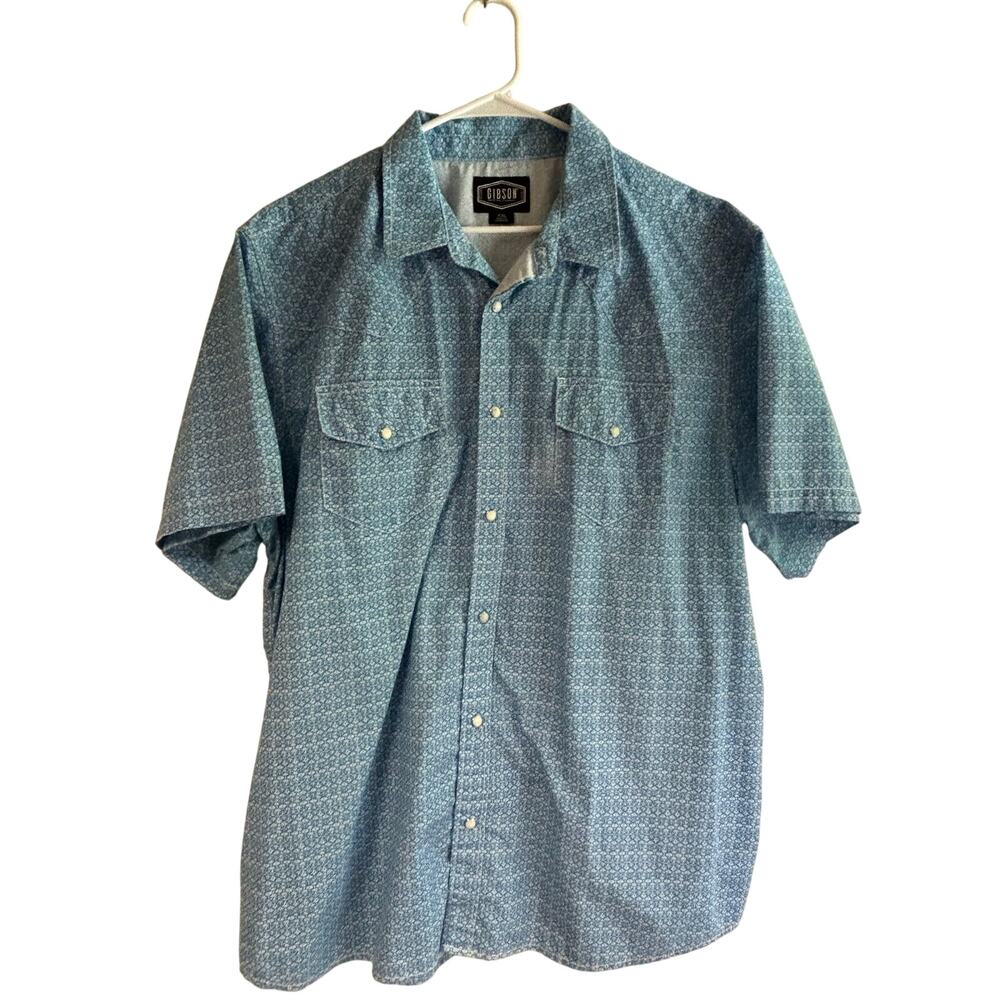 Gibson Trading Co Mens 2XL Blue Western Button Down Short Sleeve AS IS